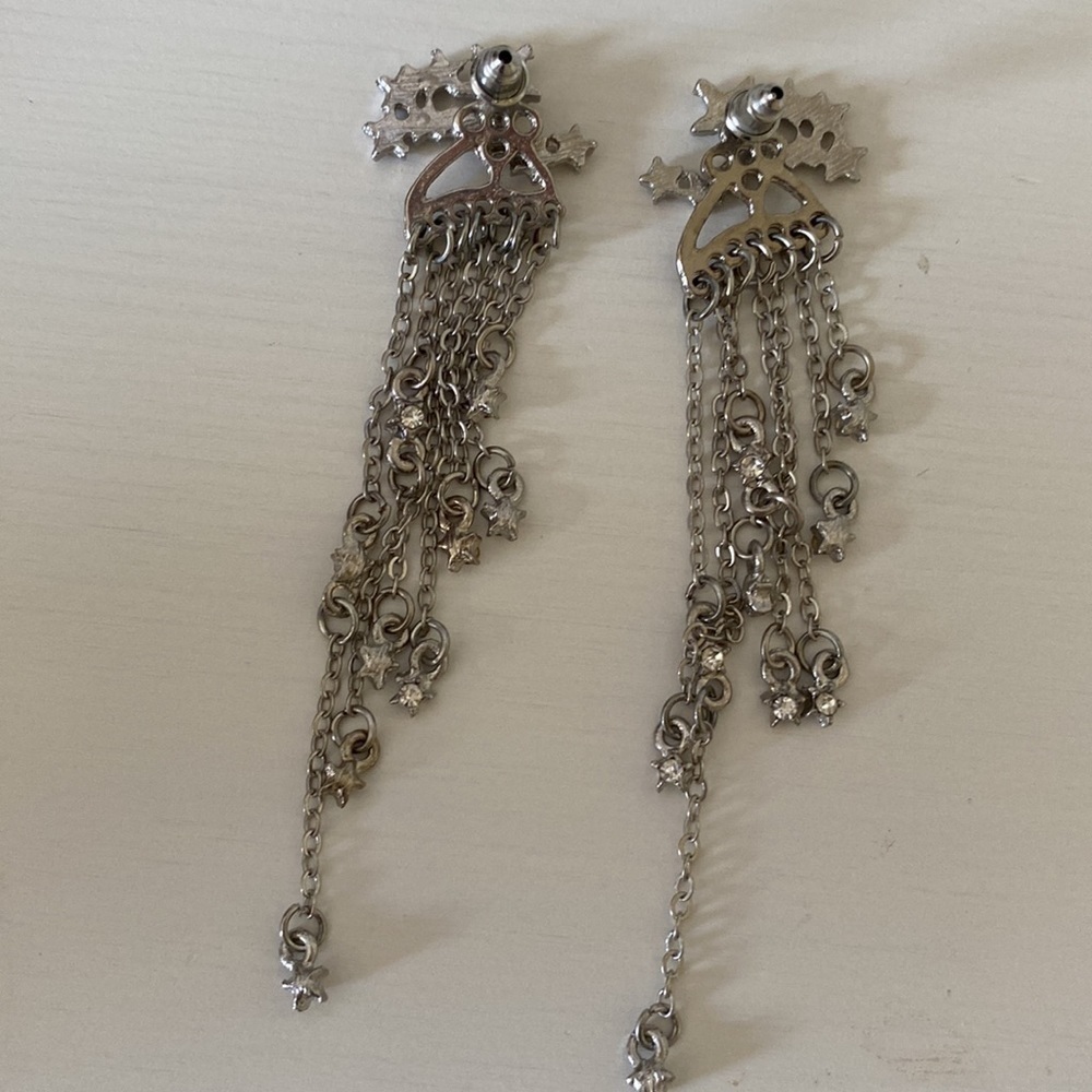 Sparkle Stars Dangle Front Back Earrings - Picture 4 of 6